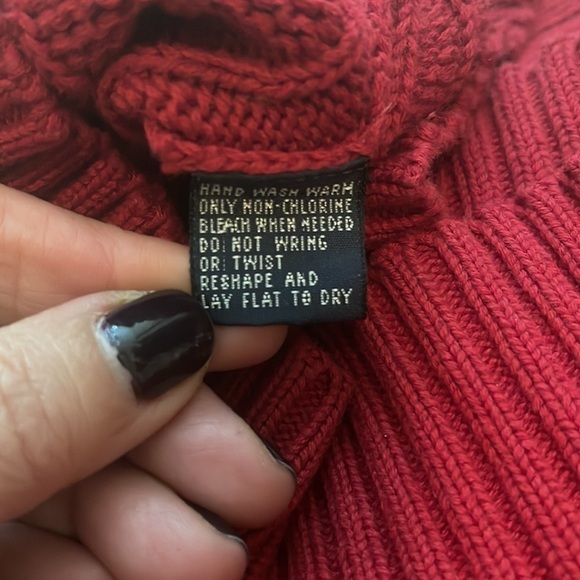 VTG Polo by Ralph Lauren Men Cotton Red Cable Knit Golf Long Sleeve Swea… - Picture 6 of 6